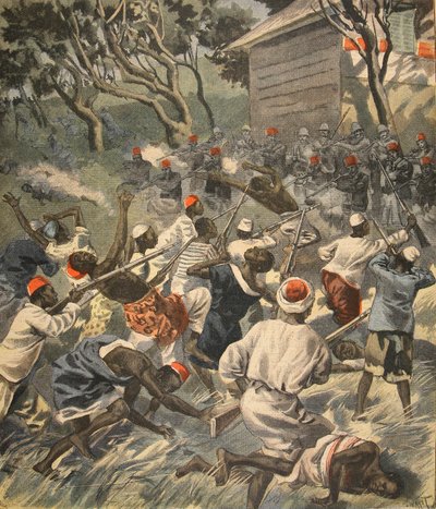 ルプチジャーナルのイラスト、サカラバ族の人々、マダガスカルを倒す：サプリメントイラストレーター、1898年4月3日 作： French School