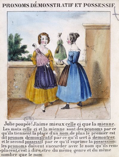 指示代名詞と所有代名詞（2人の女の子が人形で遊ぶ） - "La grammaire en images "にて 作： French School