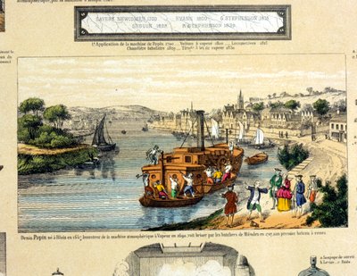 1707年にミュンデンの船員によって破壊された彼の外輪船を見ているデニスパピン（1647-1712） 作： French School