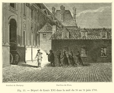 1791年6月20日から21日までの夜のルイ16世の出発 作： French School