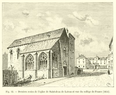 聖ヨハネラテラン教会の最後の遺跡とフランスの大学の眺め、1854年 作： French School