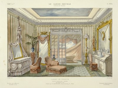 浴室スイートのデザイン（Le Garde-Meuble、Pub.パリ、1890年頃（カラーリトグラフ） 作： French School