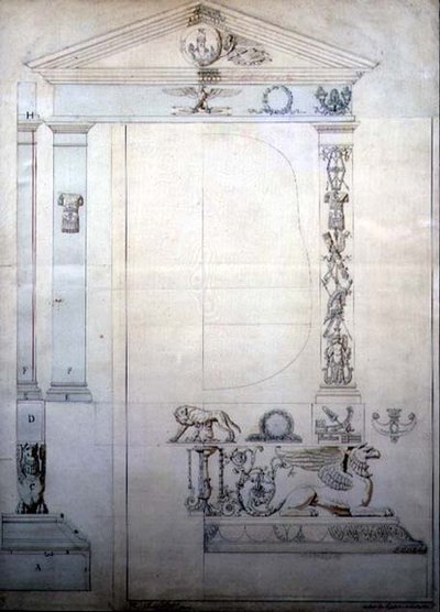 シュヴァル・ミラーのデザイン 1815年頃（紙にペンとインク、水彩画） 作： French School