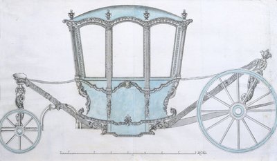 コーチのデザイン、1760年頃（ペンとインク、ブルーウォッシュ） 作： French School