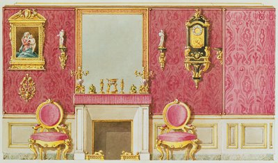 1847年にバルザックが購入した家フォーチュン通りのサロンのデザイン（紙のトイレ） 作： French School