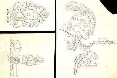 ブロンズ製家具用マウントのデザイン 1825年頃 （紙にペン、インク） 作： French School