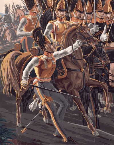パノラマ壁紙デザイン、1827-29（壁紙）のアウステルリッツの戦いの詳細 作： French School
