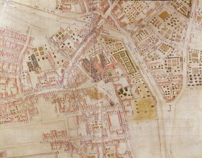 モンターニュサントジュヌビーブの頂上を示すパリの地図の詳細、1664 作： French School