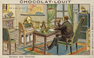電信機に手紙をディクテーションする 作： French School