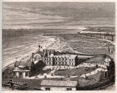 Dieppe - Normandie - V.A. Malt-Brownによる "La France illustree: geographie, histoire, administration statistique "の中の彫刻。1884 作： French School