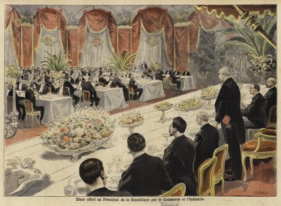 1897年のパリブルスでのフランスの商工業のリーダー向けディナー 作： French School