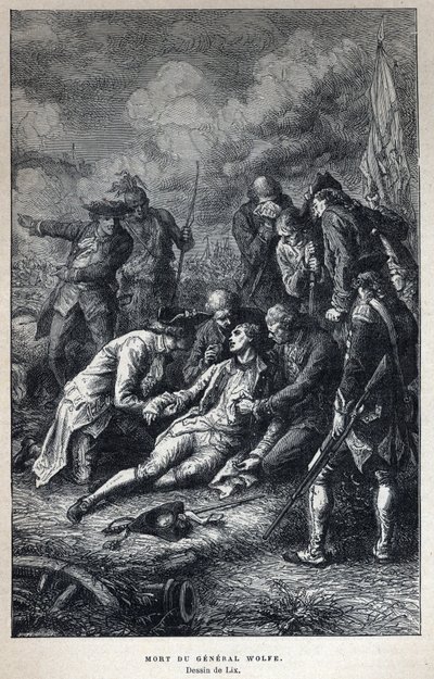 発見されたカナダジェームズ・ウルフ将軍（1727-1759）の死 9月13日のケベックの戦いでのイギリス軍 作： French School