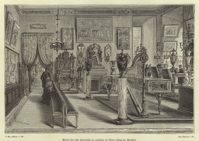 リビングルーム用家具の展示、パビヨンドフロール、ルーブル宮殿、パリ 作： French School