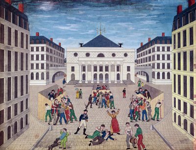 パリのロデオン広場でのワインの流通、1805-10年頃（紙にwc） 作： French School