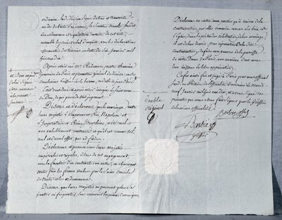 皇帝ナポレオンボナパルト（1769-1821）と皇后ジョセフィーヌ（1763-1814）の離婚声明1810年1月9日 作： French School