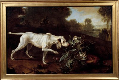 ゲームの前には犬が止まります。フランス派の匿名絵画 作： French School