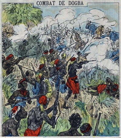 ドッズ将軍の遠征軍とベハンジン軍とのドグマの戦い。ダホメー 作： French School