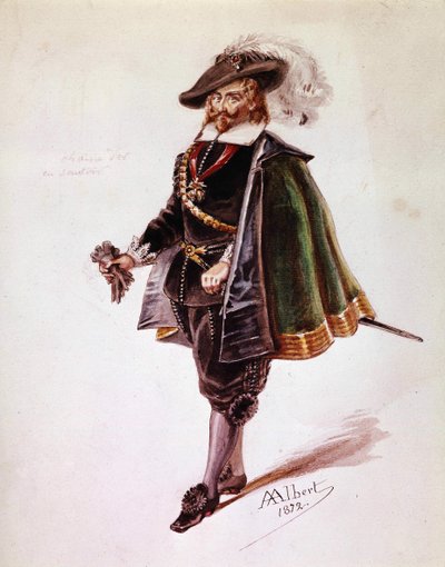 ヴィクトル・ユゴーの『ルイ・ブラス』のドン・サルステの衣装。1872年にアルベールが描いたもの。パリのヴィクトル・ユーゴー記念館 作： French School