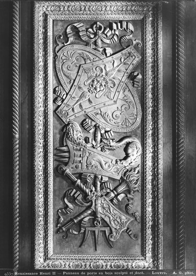 ドアパネル、アンリIIスタイル、1556年頃（金色の木材） 作： French School
