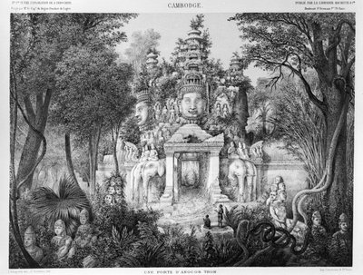 アンコールトムの出入り口、インドシナのアトラスデュヴォヤージュ探検のイラスト、1866-68 Doudart de Lagree著、1873年公開、パリ、アシェット 作： French School