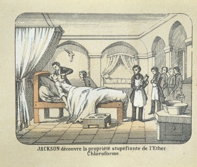 チャールズジャクソン博士（1805-80）がエーテルの麻酔効果を発見 作： French School