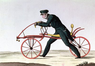 自転車の祖先であるDraisienneは1816年にカールフォンフォンドライス（1785-1851）によって発明され、1820年（色の彫刻） 作： French School