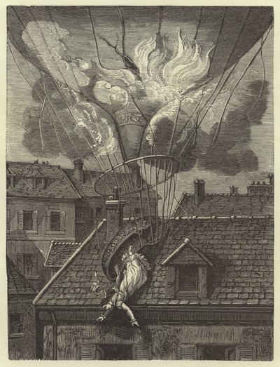 1819年7月6日、飛行士マダムブランチャードの劇的な死 作： French School