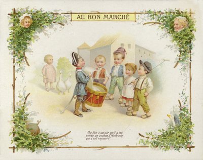 子供と話しているドラマーの少年 作： French School