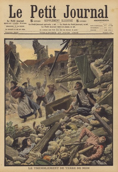 フランス・ミディ地方の地震（カラーリトグラフ 作： French School
