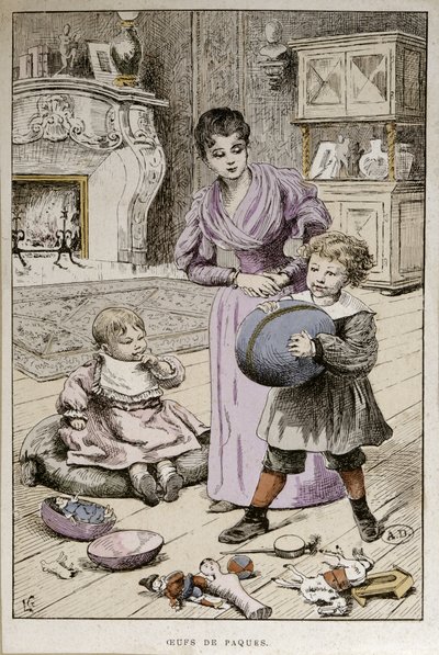 イースターエッグ、1890年頃（カラー彫刻） 作： French School
