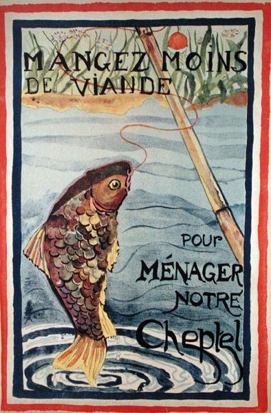 Eat Less Meat to Spare our Livestock」(カラーリトグラフ) 作： French School