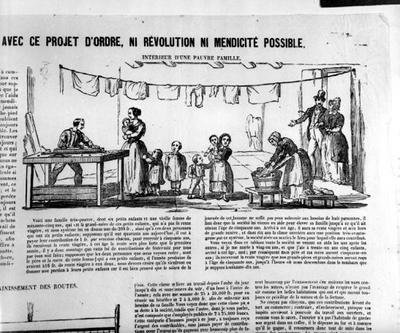 貧しい家庭の内部を描いた選挙ポスター 作： French School