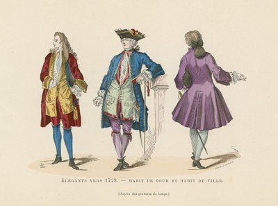 エレガントなフランスのメンズファッション、c1729 作： French School