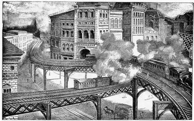 ニューヨークの高架鉄道、1893 作： French School