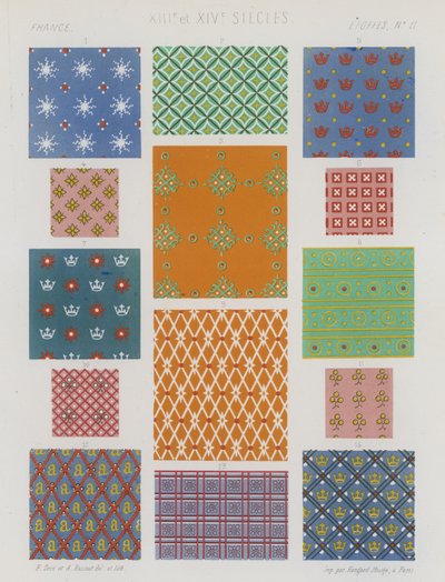 13世紀と14世紀のフランスの刺繍入り生地 作： French School