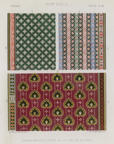 14世紀のフランスの刺繍入り生地 作： French School