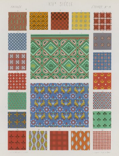 14世紀のフランスの刺繍入り生地 作： French School