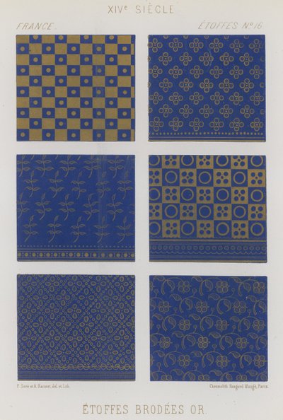 14世紀のフランスの刺繍入り生地 作： French School