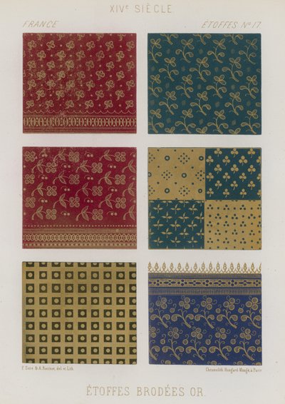14世紀のフランスの刺繍入り生地 作： French School
