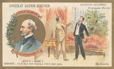 エミール・オジエ（1820-1889）、フランスの劇作家、5幕のコメディー「LesFourchambault」の作者 作： French School
