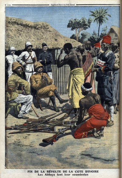 コートジボワールの反乱の終結、ノグス司令官に投降する修道院、「Le Petit Journal」のイラスト、イラストレーターの補足 作： French School