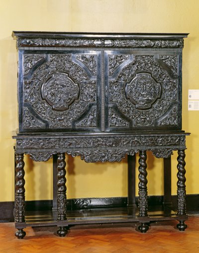 エンディミオンキャビネット、フランス語、c。 1650（黒檀、オークと松の枝肉に） 作： French School