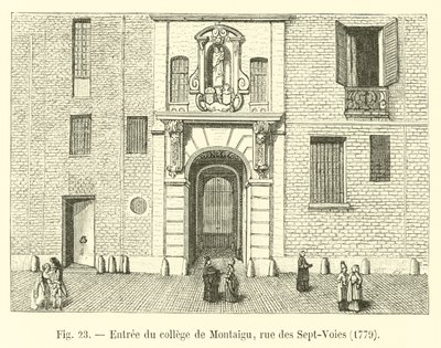 モンタイグカレッジへの入口、rue des Sept-Voies、1779 作： French School