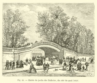 1858年、岸壁にあるチュイルリー庭園への入り口 作： French School