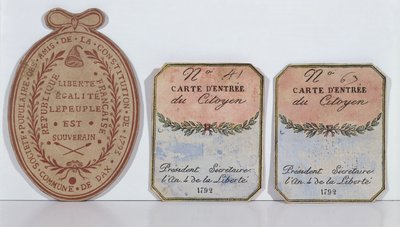 ダックスでの憲法の友の会のエントリーカード、1792年、1793年（印刷された紙） 作： French School