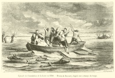 1789年のロワール川氾濫のエピソード（版画 作： French School