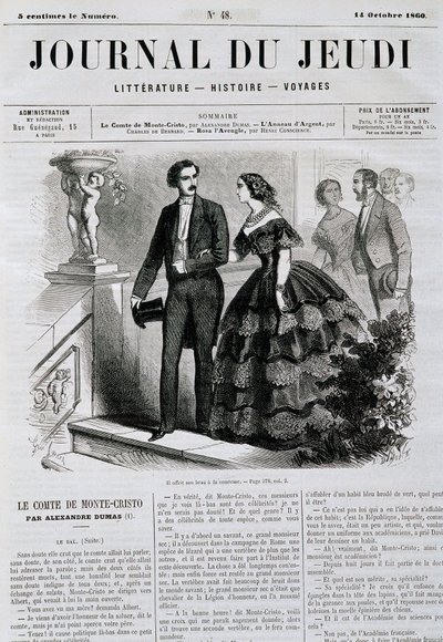 小説「モンテ・クリスト伯」シリーズのエピソード-1860年10月14日付「Le Journal du Jeudi」にて 作： French School