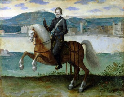 アンリ4世の騎馬像（1553-1610）フランスの王、パリの城壁の前、1594 作： French School