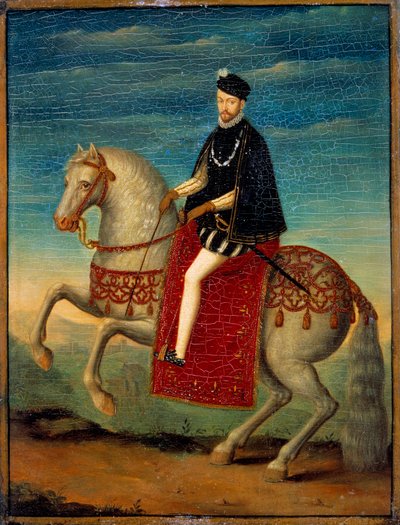 シャルル9世（1550年〜1574年）の騎馬像。フランス派の無名の絵画 作： French School