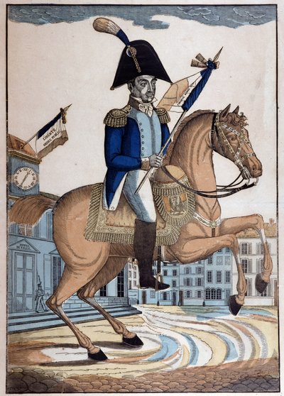 フランス国民衛兵総司令官ラファイエット侯爵マリー・ジョセフ・ジルベール・モティエ将軍（1757-1834）（ラ・ファイエット）の騎馬像 作： French School